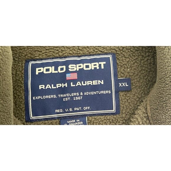 Polo Sport Ralph Lauren Mens Green Fleece Quarter-Zip Pullover Sweater With Fron - Picture 4 of 8